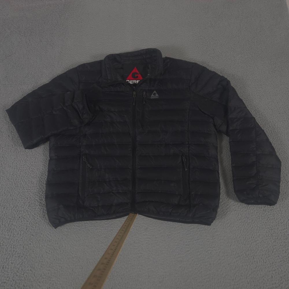 Gerry Jacket Mens XXL Black Seamless Sweater Down 650 Fill Puffer Pockets Coat